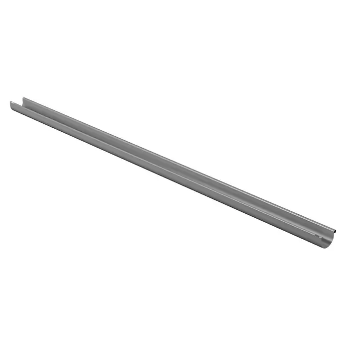 Marley Dachrinne - Nennweite: 125 mm, Länge: 300 cm, Kunststoff, Grau - Graue Rinne im Studio. Ein einzelner Gegenstand, der in einem Studio-Setup platziert wurde, um seine Details und Form zu zeigen.