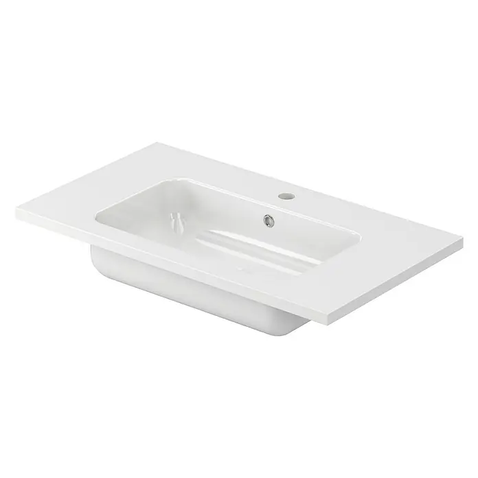 Lavabo Zeppelin - 100,5 x 45,5 cm, Orificios para grifo: Medio, Con desbordamiento, Blanco - Elegante lavabo rectangular en blanco con diseño minimalista. Perfecto para baños modernos, ofreciendo estilo y funcionalidad.