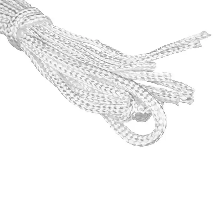 Windhager Sonnensegel Elba - L x B: 3,6 x 3,6 m, Ivory - Ein Bündel weißes geflochtenes Seil, teilweise aufgewickelt.