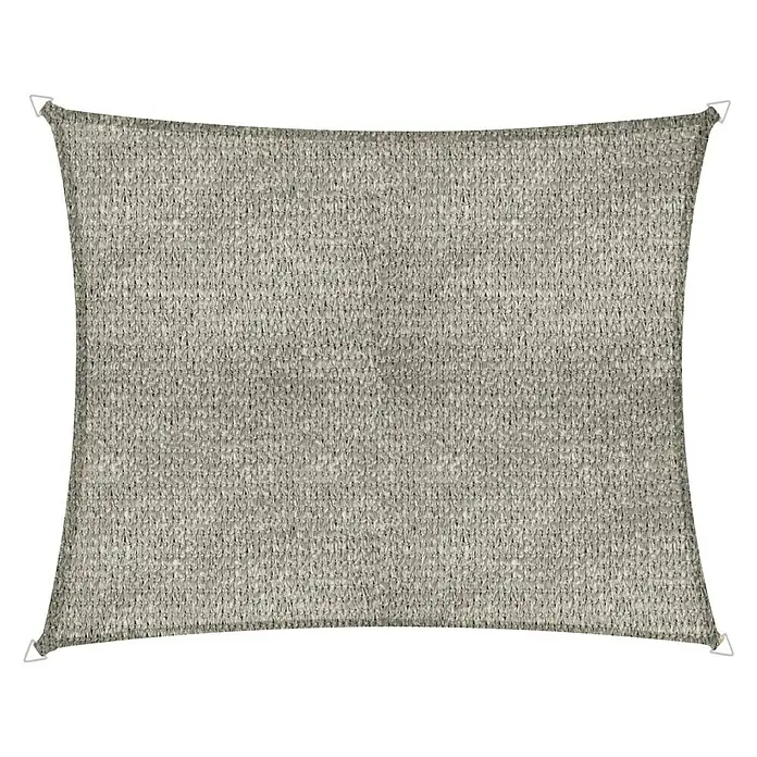 Windhager Sonnensegel Elba - L x B: 3,6 x 2,6 m, Ivory - Graues Sonnensegel mit rechteckiger Form und weißen Befestigungspunkten an allen Ecken für den Außenbereich.