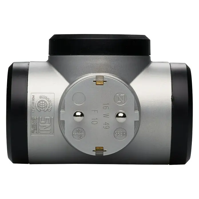 Legrand Ladrón triple - Aluminio - Adaptador de enchufe triple plateado y negro.