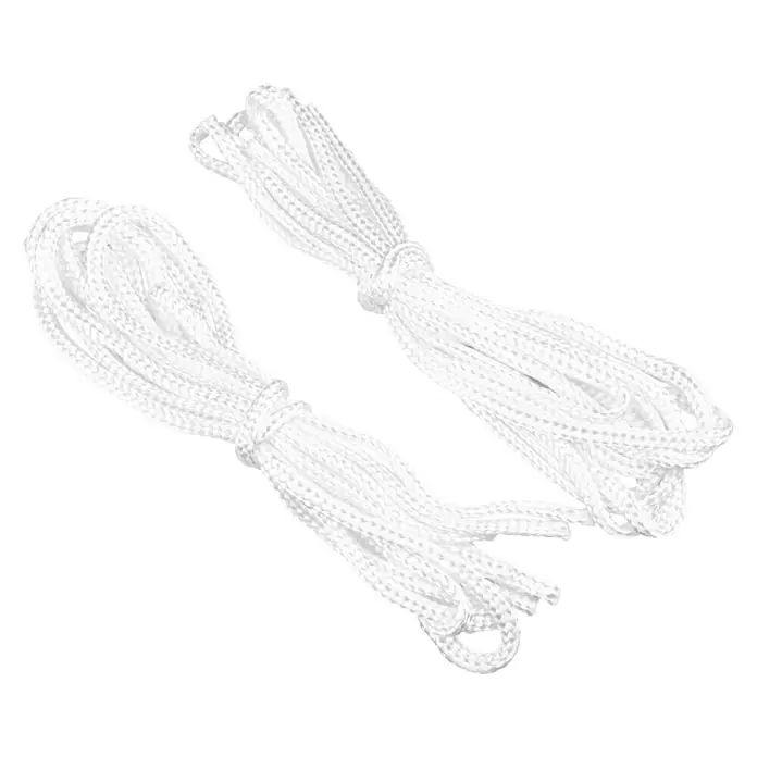 Windhager Sonnensegel Elba - L x B: 3,6 x 2,6 m, Grau - Zwei Bündel weiße Kordel, gebunden und bereit für verschiedene Anwendungen, ideal zum Basteln, Verpacken oder als Zubehör.