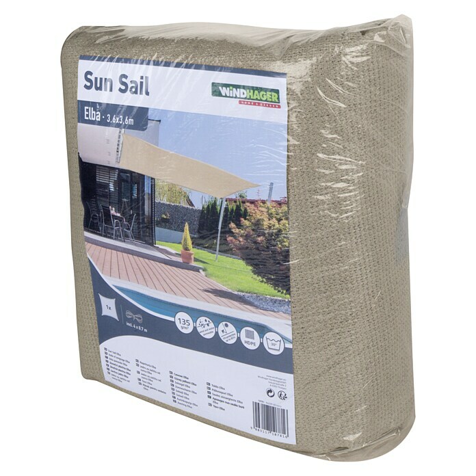 Windhager Sončno jadro Elba  (Do x Š: 3,6 x 3,6 m, Slonokoščena) | 6450 - Sonnensegel | ICFA - Sonnenschutz | ICF - Sonnenschutz | IC - Freizeit im Garten | I - Stadtgarten | BAUHAUS