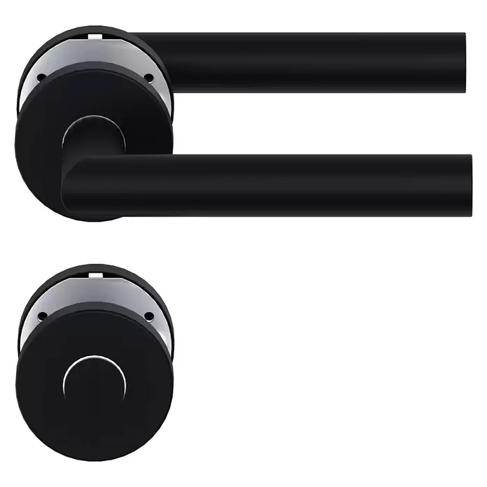 Diamond Doors Modern Drückergarnitur WC L-Form - Stärke Tür: 38 mm - 45 mm, Edelstahl, L-Form, Schlitzkopf/Olive