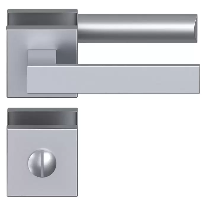 Diamond Doors Creative Zimmertürgarnitur WC Savannah - Stärke Tür: 40 mm - 45 mm, Edelstahl-Optik matt, Schlitzkopf/Olive