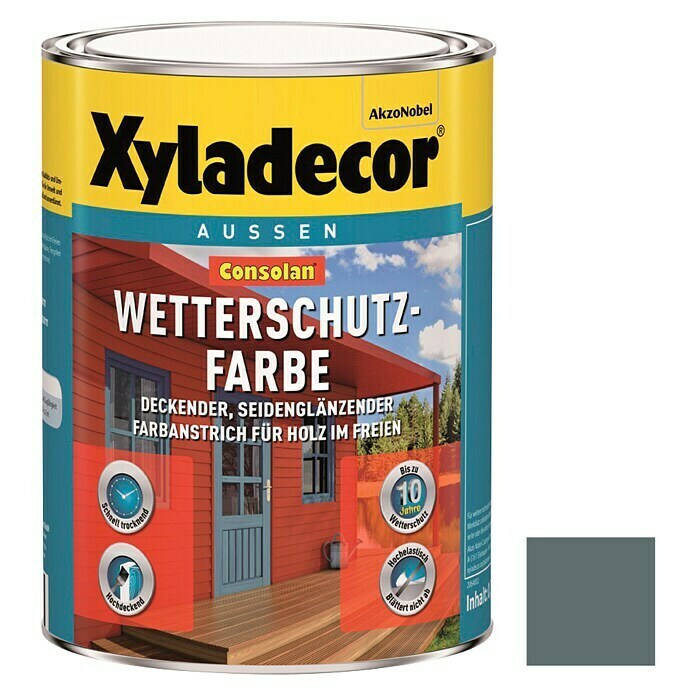 Xyladecor Wetterschutzfarbe Consolan (Schiefer, Seidenglänzend, 750 ml, Wasserbasiert)