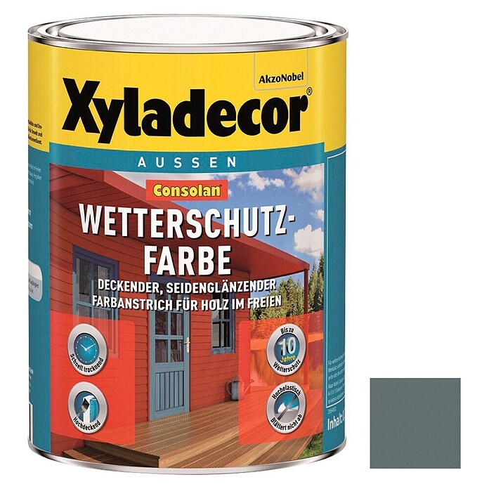 Xyladecor Wetterschutzfarbe Consolan (Schiefer, Seidenglänzend, 750 ml, Wasserbasiert)