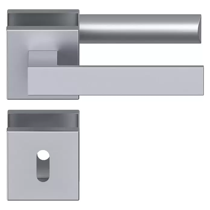 Diamond Doors Creative Zimmertürgarnitur Savannah - Stärke Tür: 40 mm - 45 mm, Edelstahl-Optik matt, Buntbart