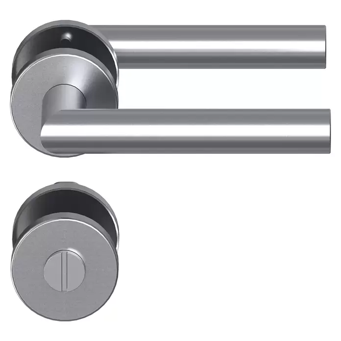 Diamond Doors Modern Drückergarnitur WC L-Form Premium - Stärke Tür: 40 mm - 45 mm, Edelstahl, L-Form, Schlitzkopf/Olive