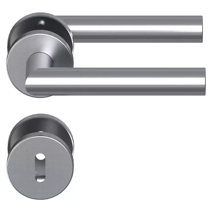 Diamond Doors Modern Drückergarnitur L-Form Premium - Stärke Tür: 40 mm - 45 mm, Edelstahl, L-Form, Buntbart