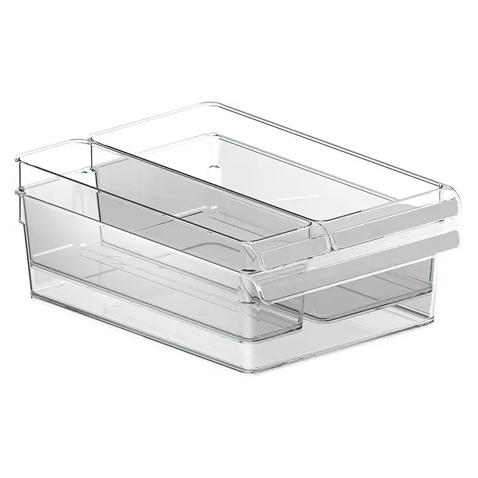 Rotho Kühlschrankorganizer-Set Loft - Kunststoff, Transparent, 3 Stk. - Durchsichtiger Kühlschrank-Organizer mit zwei Schubladen zur optimalen Nutzung des Platzes. Ideal für Lebensmittel.