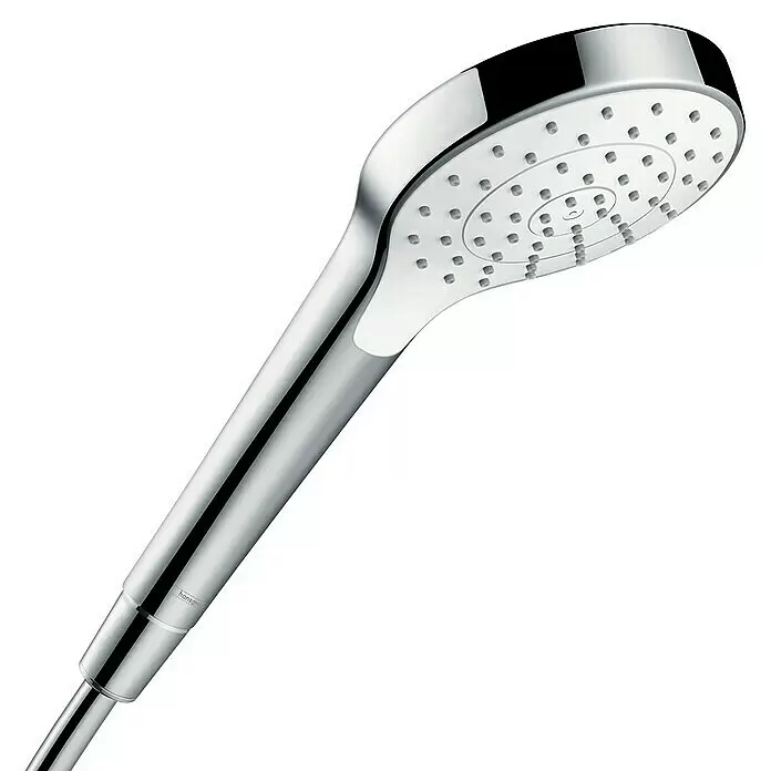 Hansgrohe Croma Handbrause Select S Eco - Durchflussmenge: 7 l/min, Weiß/Silber, Anzahl Strahlarten: 1 Stk. - Verchromte Handbrause mit rundem Brausekopf und mehreren Düsen, mit einem schlanken Griff.