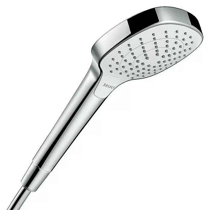 Hansgrohe Croma Select E Handbrause Vario Ecosmart - Chrom - Verchromte Handbrause mit weißer Strahlscheibe und 'SELECT'-Taste.