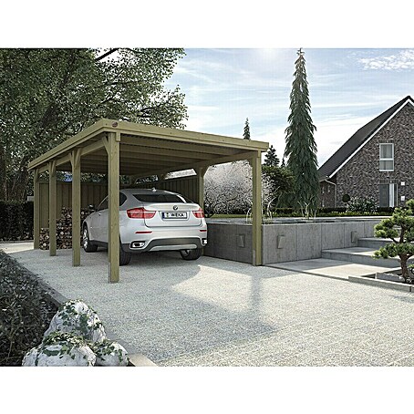Weka Carport Optima (Außenmaß inkl. Dachüberstand (B x T): 3,22 x 6,12 m, Einzelcarport, Kesseldruckimprägniert)