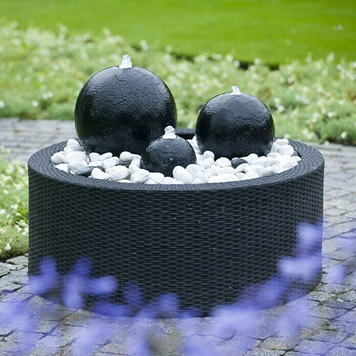 Ubbink AcquaArte Hochteich-Verkleidung Decowall Wicker II (Ø x H: 90 x 37,5 cm, Polyrattan, Schwarz)