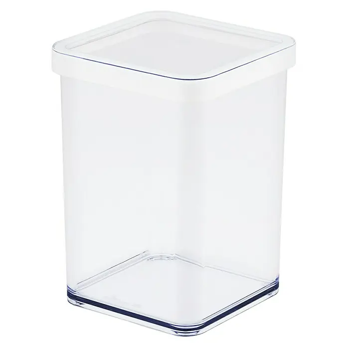 Rotho Vorratsdose Loft - L x B x H: 10 x 10 x 14,2 cm, Kunststoff, Weiß/Transparent - Durchsichtige, quadratische Vorratsdose mit Deckel, ideal zur Aufbewahrung von Lebensmitteln und zur Organisation in Küche und Vorratsschrank.