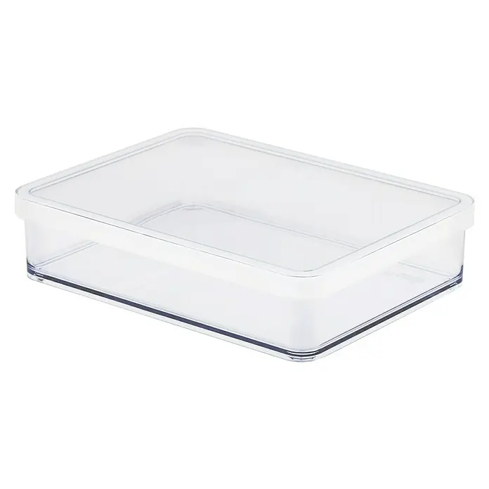Rotho Vorratsdose Loft - L x B x H: 20 x 15 x 4,8 cm, Kunststoff, Weiß/Transparent - Ein rechteckiger, transparenter Behälter mit Deckel. Ideal zur Aufbewahrung von Gegenständen und zur Organisation von Räumen.