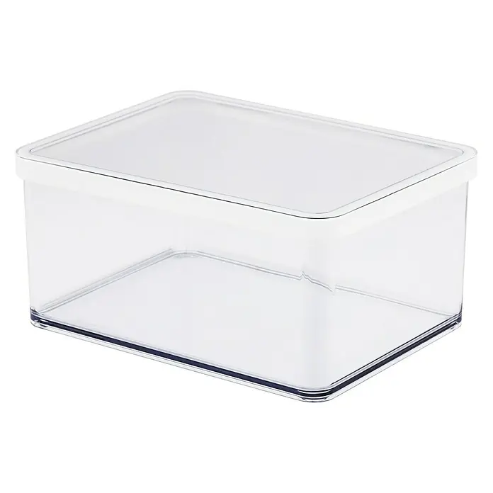 Rotho Vorratsdose Loft - L x B x H: 20 x 15 x 9,6 cm, Kunststoff, Weiß/Transparent - Diese Aufnahme zeigt eine durchsichtige Vorratsdose mit einem Deckel, ideal für die Aufbewahrung von Lebensmitteln oder anderen Haushaltsgegenständen.