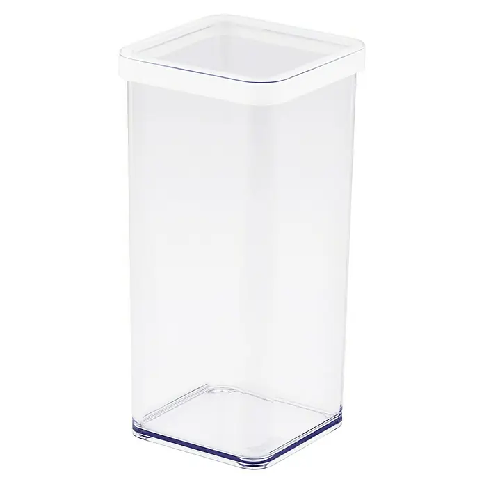 Rotho Vorratsdose Loft - L x B x H: 10 x 10 x 21,4 cm, Kunststoff, Weiß/Transparent - Der elegante, transparente Behälter mit weißem Deckel bietet eine praktische Lösung für die Aufbewahrung von Lebensmitteln und anderen Gegenständen.