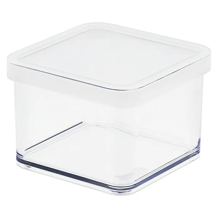 Rotho Vorratsdose Loft - L x B x H: 10 x 10 x 7,2 cm, Kunststoff, Weiß/Transparent - Durchsichtiger, quadratischer Behälter mit weißem Deckel. Ideal für die Organisation in Küche oder Büro, hält Lebensmittel und Gegenstände frisch und staubfrei.
