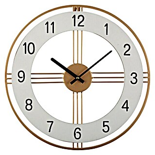 Reloj de pared redondo (Dorado/Blanco, Diámetro: 40 cm)
