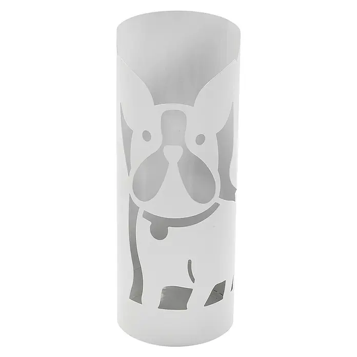 Versa Paragüero Perro - Ø x Al: 19 x 49 cm, Blanco - Linterna de vela blanca con diseño de bulldog recortado, una decoración elegante para momentos acogedores.