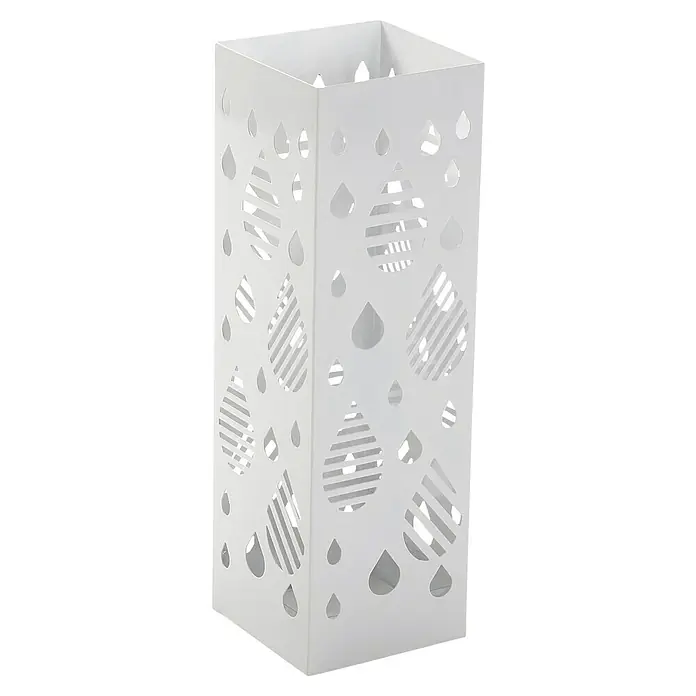 Versa Paragüero Gotas - L x An x Al: 15,5 x 15,5 x 49 cm, Blanco - Paraguero blanco con un diseño alegre de gotas de lluvia, un accesorio elegante para cualquier entrada.