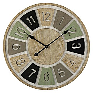 Reloj de pared redondo Madera 60 (Multicolor, Diámetro: 60 cm)