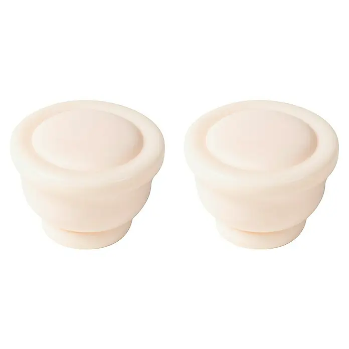 Möbelknopf-Set - 2 Stk., Typ Möbelgriff: Knopf, Ø x H: 38 x 29 mm, Sonstige, Sonstige - Nahaufnahme von zwei cremefarbenen Schrankknöpfen mit gewölbter Form und glatter Oberfläche, ideal für Möbelaufwertungen.