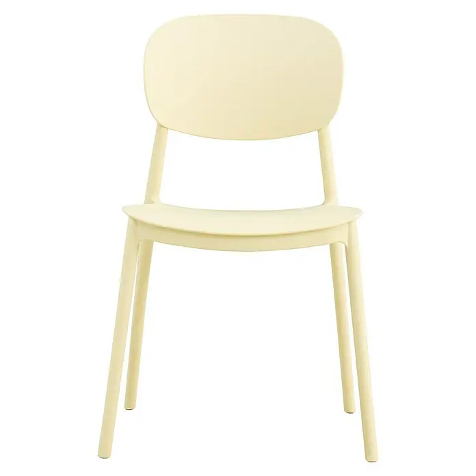 Silla de jardín Tatum - 46 x 50 x 80 cm, Beige, Polipropileno, Apilable - Elegante diseño de silla de comedor amarilla que combina confort y estilo para espacios modernos.