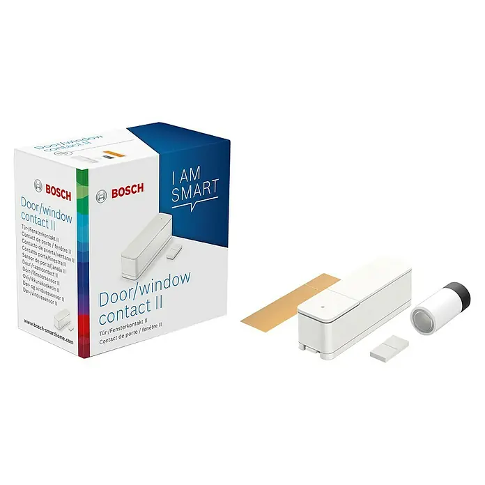 Bosch Smart Home Funk-Fensterkontakt II - Weiß, Batteriebetrieben, 23 x 22 x 75 mm, 1 Stk. - Produktbild des Bosch Tür-/Fensterkontakt II, ein intelligenter Sensor für mehr Sicherheit und Komfort im Smart Home.