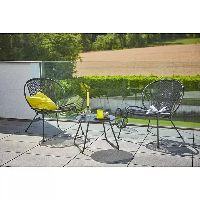 Gartensessel String - Metall, Schwarz, B x T x H: 62 x 73 x 77 cm - Stimmungsaufnahme