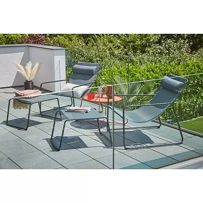 Sunfun Melina Gartenhocker - Stahl/Textilene, Anthrazit, B x T x H: 52 x 78 x 41 cm - Stimmungsaufnahme