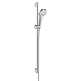 Hansgrohe Croma Select S Conjunto de ducha (Distancia entre orificios: 91,5 cm, Cromo y blanco, Función de ahorro de agua)