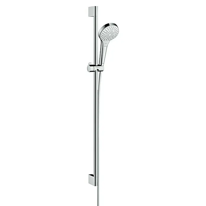 Hansgrohe Croma Select S Brausegarnitur 110 Multi - Lochabstand: 91,5 cm, Art Strahl: SoftRain, IntenseRain, Massagestrahl, Chrom/Weiß, Wassersparfunktion - Hansgrohe Duschstange mit Handbrause in Chrom-Optik. Elegantes Design für ein modernes Badezimmer. Perfekt für ein entspannendes Duscherlebnis.