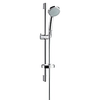 Hansgrohe Croma 100 Conjunto de ducha (Distancia entre orificios: 62,5 cm, Tipos de chorro: Rain, normal, champú y masaje, Plata, Función de ahorro de agua)
