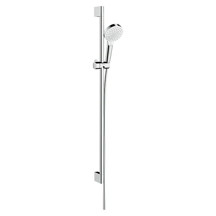 Hansgrohe Crometta Brausegarnitur 100 Vario - Lochabstand: 91,5 cm, Art Strahl: Rain, IntenseRain, Chrom - Die Chrom-Duschstange mit Handbrause ist ein stilvolles Badezimmer-Accessoire. Sie ist verstellbar und bietet Komfort beim Duschen.