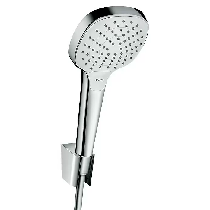 Hansgrohe Brause-Set Croma Select E 110 - Anzahl Strahlarten: 3 Stk., Durchmesser Handbrause: 11 cm, Chrom - Detailaufnahme