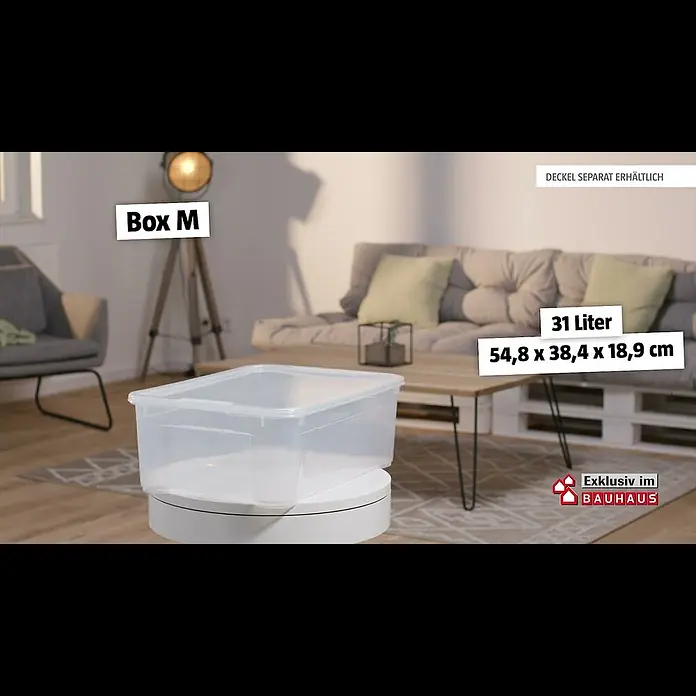 Regalux Clear Unterbettbox XXML x B x H: 79 x 58 x 18 cm, 52 l, Mit Rollen - Regalux Clear Boxen und Deckel