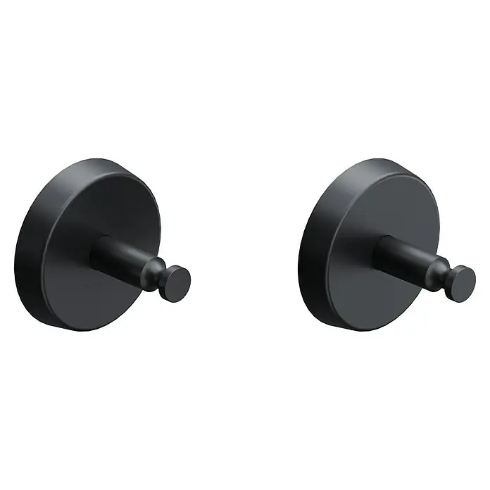 BAUHAUS Handtuchhaken Black - 2 Stk., Stahl, Pulverbeschichtet - Zwei mattschwarze Kleiderhaken. Diese robusten Haken bieten eine stilvolle und funktionale Lösung zur Aufbewahrung von Kleidungsstücken.