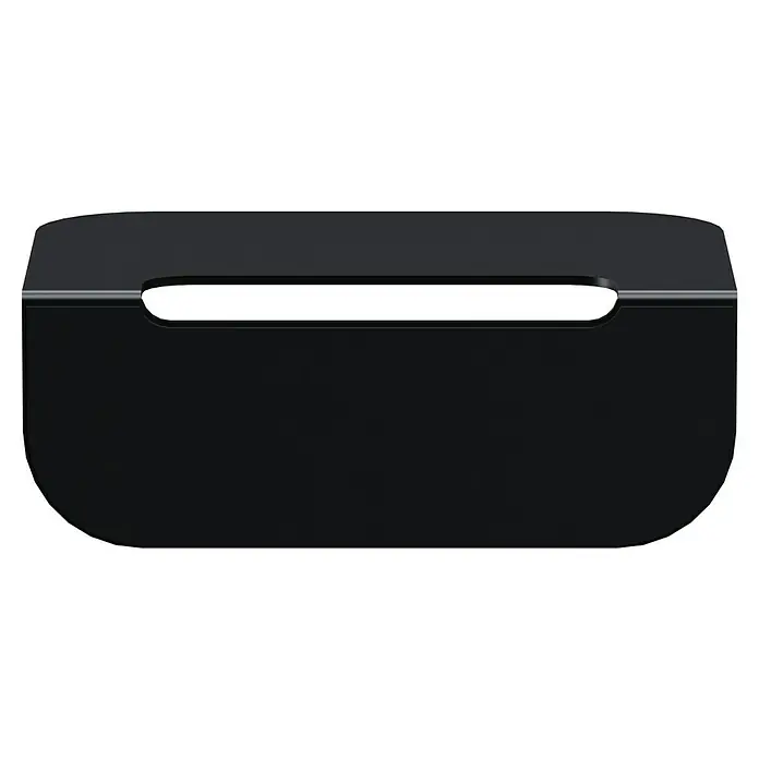Camargue Antwerpen Ablage - Breite: 15 cm, Schwarz, Matt - Schwarze TV-Box mit glänzender Oberfläche und einem horizontalen Schlitz, der ein elegantes und minimalistisches Design aufweist.