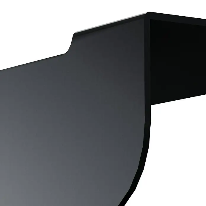 Camargue Antwerpen Ablage - Breite: 25 cm, Schwarz, Matt - Nahaufnahme eines stilvollen, mattschwarzen Eckmöbels mit einem modernen und minimalistischen Design.