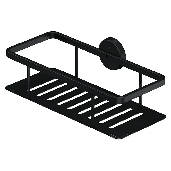 Camargue Paris Black Cesta de baño - Negro - Estante de ducha negro de pared, ideal para champú y gel de ducha. El diseño moderno encaja perfectamente en la decoración del baño.