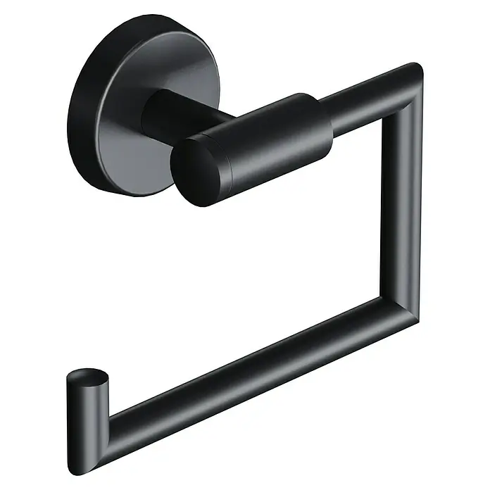 BAUHAUS Toilettenpapierhalter Black - Ohne Deckel, Stahl, Pulverbeschichtet - Eine moderne, mattschwarze Toilettenpapierhalterung. Das Design ist minimalistisch und passt gut in moderne Badezimmer.