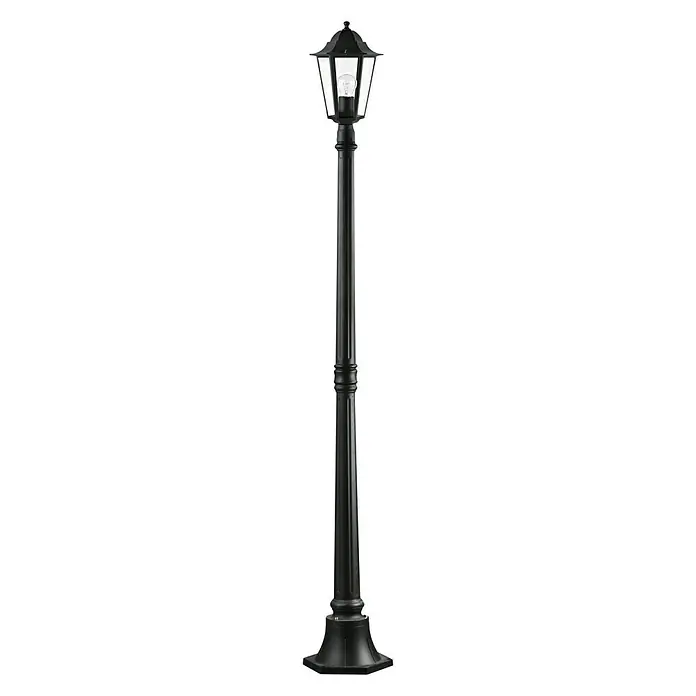 Farola Orlando - 60 W, Negro, Altura: 190 cm - Farola negra con un diseño clásico y una bombilla transparente, que ofrece una iluminación elegante para exteriores.