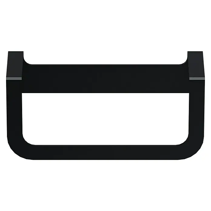 Camargue Antwerpen Handtuchhalter - Breite: 23 cm, Schwarz, Matt - Abbildung einer stilvollen, schwarzen Schnalle. Die minimalistische Konstruktion wird durch horizontale, metallische Akzente ergänzt.