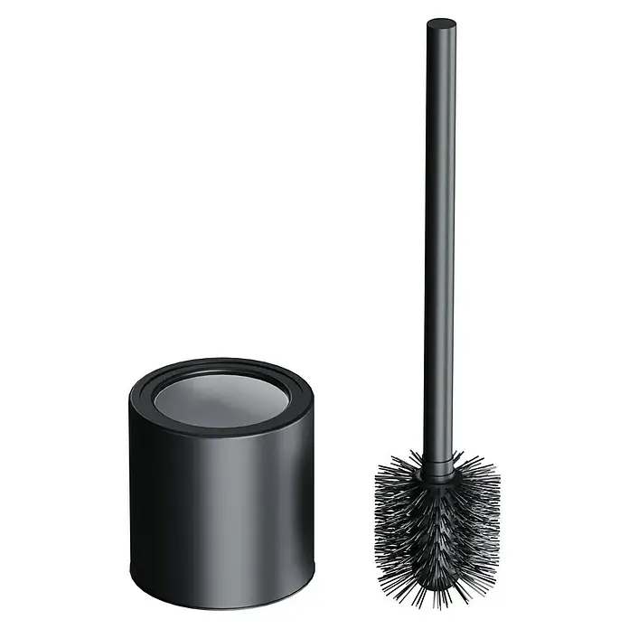 BAUHAUS WC-Bürstengarnitur Black - Stahl, Schwarz - Eine schwarze Toilettenbürste mit Halter, ideal für die Badezimmerreinigung und -hygiene. Stilvolles und funktionelles Design für jedes WC.