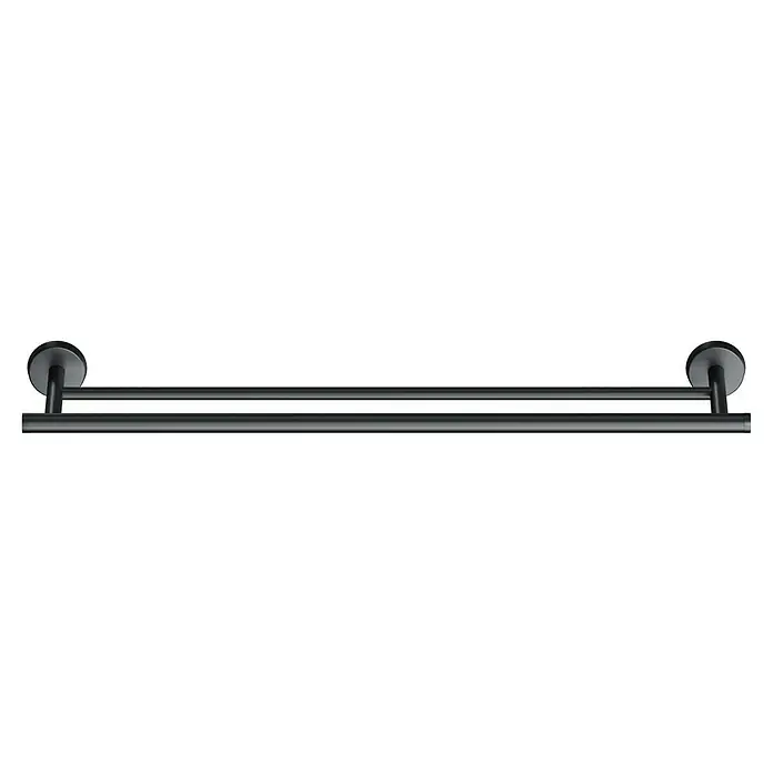BAUHAUS Badetuchhalter Black - Breite: 70 cm, Stahl, Pulverbeschichtet - Doppelter Handtuchhalter in gebürstetem Schwarz, ideal für moderne Badezimmer. Praktisches Design für mehr Komfort und Eleganz.