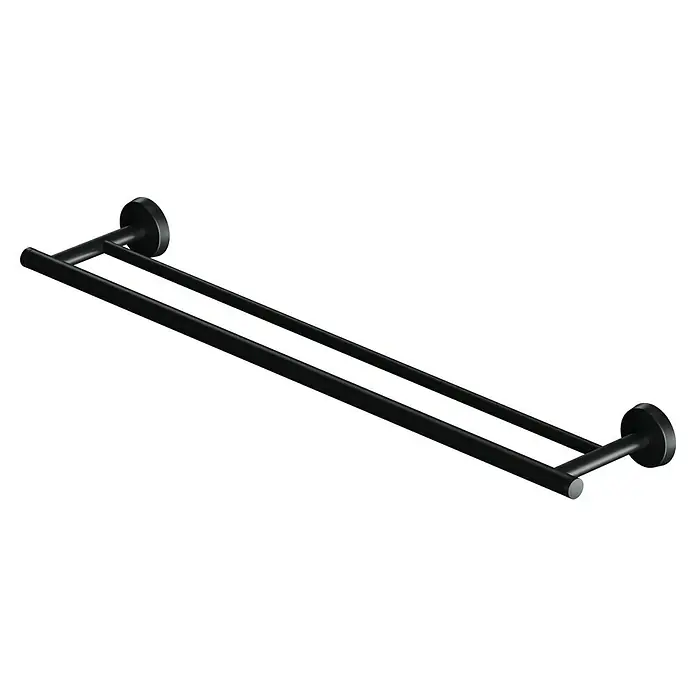 BAUHAUS Badetuchhalter Black - Breite: 70 cm, Stahl, Pulverbeschichtet - Schwarzer, doppelter Handtuchhalter zur stilvollen Aufbewahrung von Handtüchern im Badezimmer, gefertigt aus robustem Material.