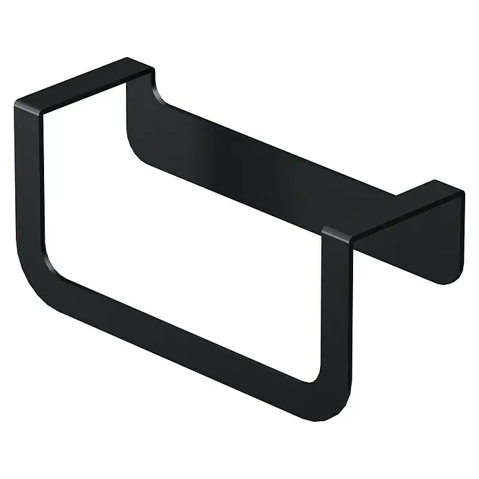 Camargue Antwerpen Handtuchhalter - Breite: 23 cm, Schwarz, Matt - Nahaufnahme eines schwarzen Regalträgers mit minimalistischem Design, perfekt für moderne Wohnräume und zur stilvollen Wandbefestigung.